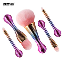 将图片加载到图库查看器，5pcs Rose Gold Mini Cosmetic Beauty Makeup Brushes Set Powder Foundation Eye Shadow Concealer Soft Face Make Up Brush Tools
