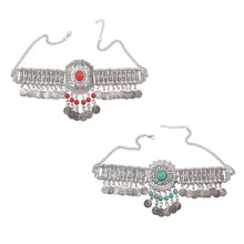 将图片加载到图库查看器，Sarah Turkish Ethnic Bead Drop Jhumka India Big Earrings Choker Neckace For Women Collar Egypt Afghan Gypsy African Tribal Jewelry Set
