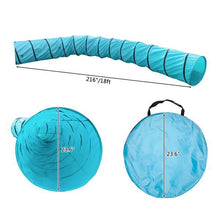 将图片加载到图库查看器，18&#39; Agility Training Tunnel Pet Dog Play Outdoor Obedience Exercise Equipment Blue
