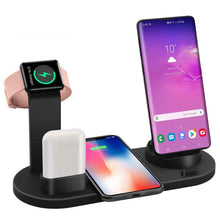 将图片加载到图库查看器，4 in 1 Wireless Charging Dock Station For Apple Watch iPhone X XS XR MAX 11 Pro 8 Airpods 10W Qi Fast Charger Stand Holder
