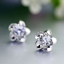将图片加载到图库查看器，H: Hyde silver AAA color cubic zirconia Fashion brooch earrings flower earring for women gift brincos
