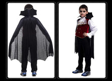 将图片加载到图库查看器，New fashion Children&#39;s Boys Girls Halloween Cosplay Costume Long Sleeve Top + Pants + Cloak Vampire Performance Costume 3pcs/set
