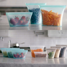 将图片加载到图库查看器，Silicone Food Storage Containers Set Fresh Bowl Cup Bag Reusable Stand Up Zips Shut Bag Fruit Vegetable Cup With Seal Organizer
