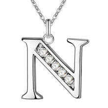 将图片加载到图库查看器，26 Letters A-Z Free Shipping silver plated Necklace Stamp fashion silver jewelry Fashion Pendant best birthday gift
