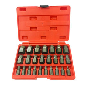 25pc Multi Spline Screw Extractor Hex Head Bit Socket Wrench Bolt Remover Set