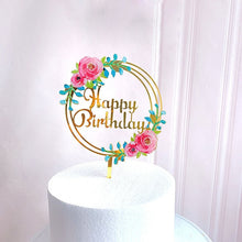 将图片加载到图库查看器，Gold Unicorn Acrylic Cake Topper Flamingo Happy Birthday Cupcake Topper For Baby Shower Mermaid Unicorn Party Cake Decorations
