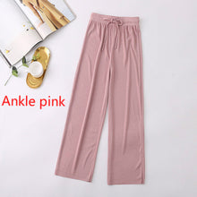 将图片加载到图库查看器，Soft Comfort Women Pants 2020 New High Waist Casual Summer Slacks Pants Women Ice Silk Ankle-Length Long Trousers Female Slacks
