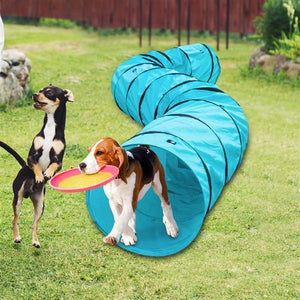 18' Agility Training Tunnel Pet Dog Play Outdoor Obedience Exercise Equipment Blue