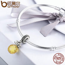 将图片加载到图库查看器，BAMOER 925 Sterling Silver Summer Yellow Crystal Pineapple CZ, Pendant Beads fit Charm Bracelet SCC150
