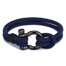 将图片加载到图库查看器，Navy style Camping Parachute cord Survival Anchor Bracelet Men Women with Black Stainless Steel Sport Buckle
