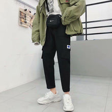 将图片加载到图库查看器，harajuku zipper streetwear women casual harem pants with chain New solid black pant cool fashion hip hop long trousers
