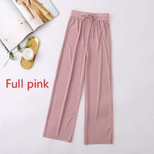 将图片加载到图库查看器，Soft Comfort Women Pants 2020 New High Waist Casual Summer Slacks Pants Women Ice Silk Ankle-Length Long Trousers Female Slacks
