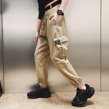 将图片加载到图库查看器，harajuku zipper streetwear women casual harem pants with chain New solid black pant cool fashion hip hop long trousers
