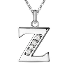 将图片加载到图库查看器，26 Letters A-Z Free Shipping silver plated Necklace Stamp fashion silver jewelry Fashion Pendant best birthday gift
