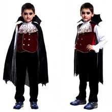 将图片加载到图库查看器，New fashion Children&#39;s Boys Girls Halloween Cosplay Costume Long Sleeve Top + Pants + Cloak Vampire Performance Costume 3pcs/set
