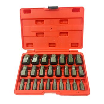 25pc Multi Spline Screw Extractor Hex Head Bit Socket Wrench Bolt Remover Set