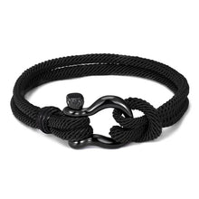 将图片加载到图库查看器，Navy style Camping Parachute cord Survival Anchor Bracelet Men Women with Black Stainless Steel Sport Buckle
