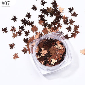 1 Box Maple Leaves Nail Art Sequins Holographic Glitter Flakes Paillette Chameleon Stickers For Nails Autumn Design Decor SA1528