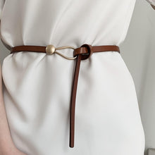 将图片加载到图库查看器，Luxury Brand Women Belts Thin Golden Buckle PU Leather Strap For Dress Trousers Casual Black Ladies Female Designer Waistband
