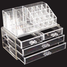 将图片加载到图库查看器，Multi-check &amp; 4 Drawers Integrated Acrylic Makeup Case Cosmetics Organizer Transparent

