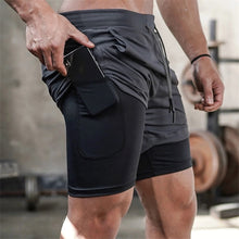 将图片加载到图库查看器，2020 Summer Running Shorts Men 2 in 1 Sports Jogging Fitness Shorts Training Quick Dry Mens Gym Men Shorts Sport gym Short Pants
