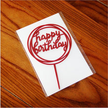 将图片加载到图库查看器，Glitter Happy Birthday Cake Topper Acrylic Letter Gold Silver Cake Top Flag Decoration for Boy Birthday Party Wedding Supplies
