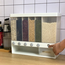 将图片加载到图库查看器，Wall-Mounted Seperated Grain Cereal Can Rice Storage Box Classification Metering Rice Cylinder Automatic Rice Plastic
