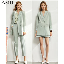 将图片加载到图库查看器，Amii Minimalism set for women Autumn  4 piece set Solid blazer,tanks,high waist pants sold separately women&#39;s costumes 12060909
