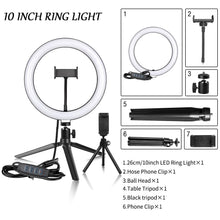 将图片加载到图库查看器，10 &quot; Ring Light Camera Tripod Mini Camera Holder Slip Clip Set
