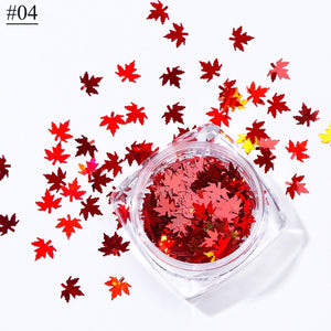 1 Box Maple Leaves Nail Art Sequins Holographic Glitter Flakes Paillette Chameleon Stickers For Nails Autumn Design Decor SA1528