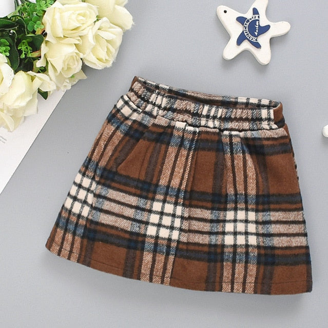 Newborn Infant Baby Girls Plaid  Skirt Thick Warm Overskirt Outfits Clothes Fashion O-neck Newborn Baby Girl Winter 2019