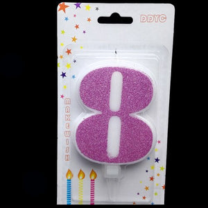 1 Pcs Extra Large Pink Glitter Digital Candle Happy Birthday Cake Decoration Princess Confession 520 Boy Girl Number 0-9