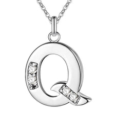 将图片加载到图库查看器，26 Letters A-Z Free Shipping silver plated Necklace Stamp fashion silver jewelry Fashion Pendant best birthday gift
