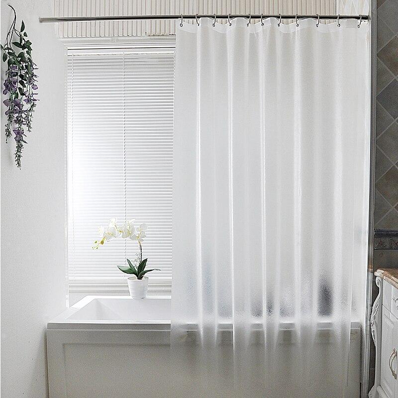 Waterproof Translucent brushed Shower Curtain Bathroom Curtain Plastic Polyester Punch-free Thickened Luxury Bath Curtain W/Hook