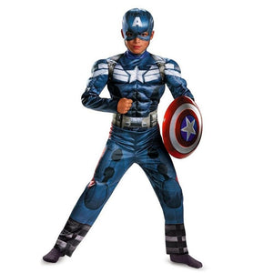 Boys Captain America Movie 2 Classic Muscle Halloween Cosplay Costume