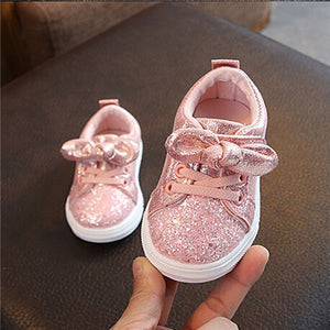 1-3 Years Toddler Baby Girls Bow Sequin Crib Shoe Trend Casual Shoes Dress Shoes