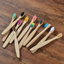将图片加载到图库查看器，New design mixed color bamboo toothbrush Eco Friendly wooden Tooth Brush Soft bristle Tip Charcoal adults oral care toothbrush
