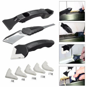 5 In 1 Silicone Remover Caulking Finishing Cleaning Tools Sealant Smooth Scraper Grout Kit Plastic Scraper Trowel Hand Tools